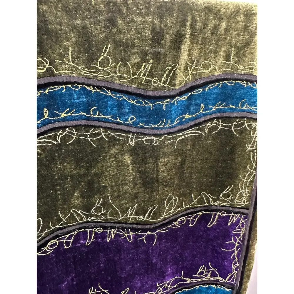 vintage Y2K jewel-toned devoré 100% silk burnout velvet scarf jewel tones 66